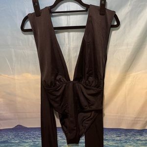 NWOT ASOS ONE PIECE BLACK WRAP BATHING SUIT SZ 8